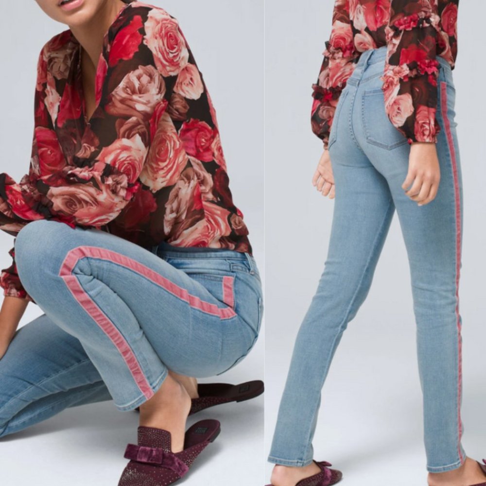 WHBM High-Rise Everyday Soft Denim Slim Ankle Jeans With Piping Detail
